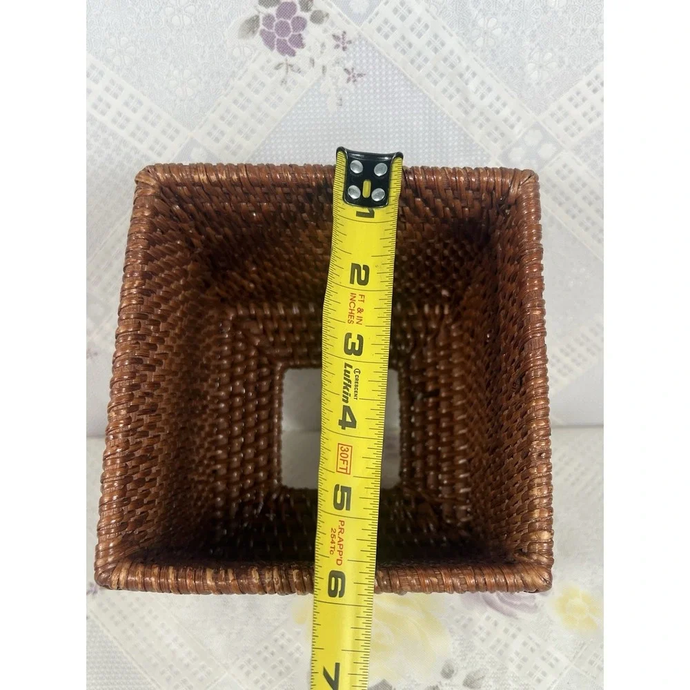 Vintage Wicker Rattan Wood Square Tissue Box Cover Holder‎ Tropical Coastal